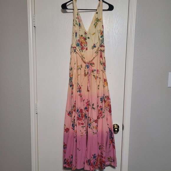 Bila Floral Maxi Dress in Pink and Cream Size M Boho - Picture 2 of 5